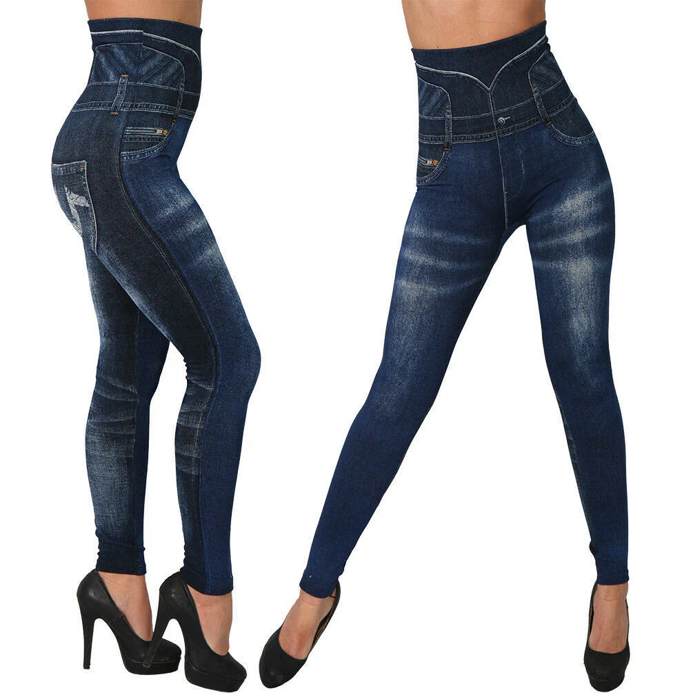 Leggings sans couture imitation jean – Image 5