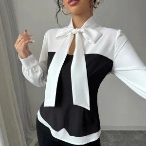 Chemise à manches longues avec nœud