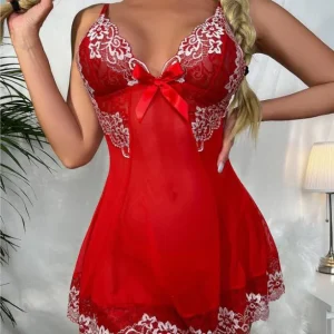 Lingerie nuisette en dentelle maille transparent sexy